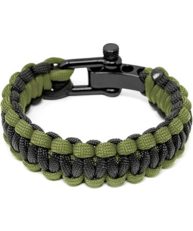 Steinbock7 Dachstein Paracord Survival Bracelet - Adjustable Stainless Steel Closure E-Book Instructions for Camping & Outdoor Adventures - Green/Black - Buy Online on GoSupps.com