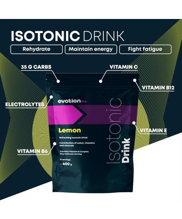 EVOTION PRO Isotonic Drink Powder Pack of 20 x 40 g Ideal for Hydration with Electrolytes and Carbohydrates Prevent Muscle Cramps Gluten Free Lemon - Buy Online on GoSupps.com