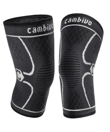 Cambivo 2 x Kniebandage Women Men Orthopedic Kniebandage Helpful relaxation at meniscus tear ACL and arthritis bandage knee for running hiking jogging sport volleyball S black/gray