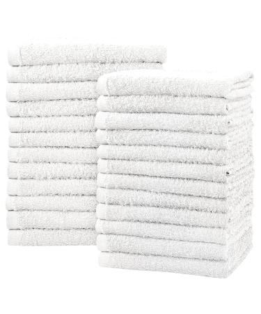 SIMPLY LOFTY Salon Towels 16x26 Inch (24 Pack Not Bleach Proof) 100% Ring Spun Cotton Hand Towels Highly Absorbent for Spa Gym Beauty Salon and Home Hair Care (White)