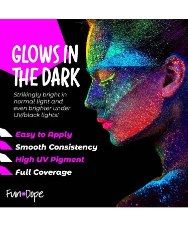 UV Body Paint and Face Paint - 8 Colors - Blacklight Reactive - Glows in the Dark for Halloween & Events - Water-Based & Washable - Non-Toxic Neon Party Supplies - Buy Online on GoSupps.com