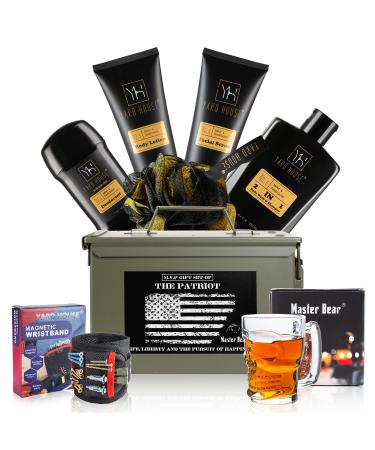 MASTER BEAR Ammo Can Gift Set For Men | Birthday Fathers Day Gifts From Wife Son Daughter for Husband Dad | Glass Mug Wristband Sandalwood Amber - Bath Body Wash Body Lotion Facial Scrub mor