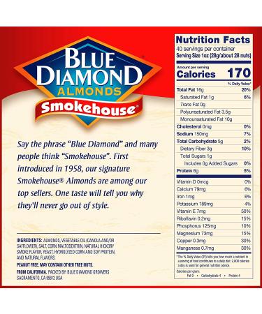 Blue Diamond Smokehouse Almonds 40 Oz Resealable Bag - Crunchy Snack Nuts (1 Pack) - Buy Online on GoSupps.com