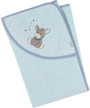 Buy Sterntaler Baby Hooded Towel Emmi - 100% Cotton Quick Dry Bath Towel & Play Gloves - 100x100 cm Light Blue Bundle - Buy Online on GoSupps.com