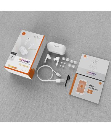 Rechargeable Bluetooth Hearing Aid for Adults - WENKEY Self-Fitting Digital Hearing Amplifier with Noise Cancelling Technology - 56H Playtime - White - Buy Online on GoSupps.com