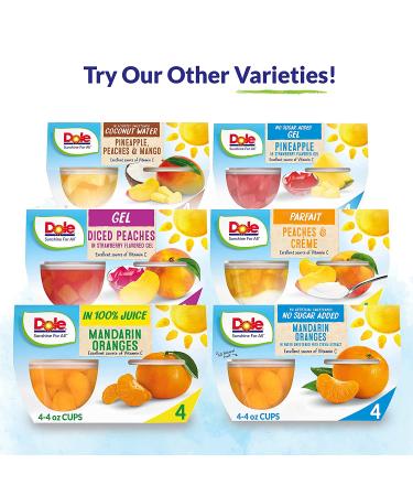 Dole Fruit Bowls Mandarin Oranges in Orange Gel - Gluten Free Healthy Snack, 16 Total Cups (4 oz each) - Buy Online on GoSupps.com
