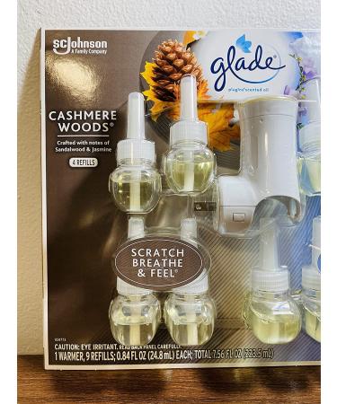 Glade Plugins Cashmere Woods & Clean Linen Scented Oil Refills + Warmer - Pack of 9 - Buy Online on GoSupps.com