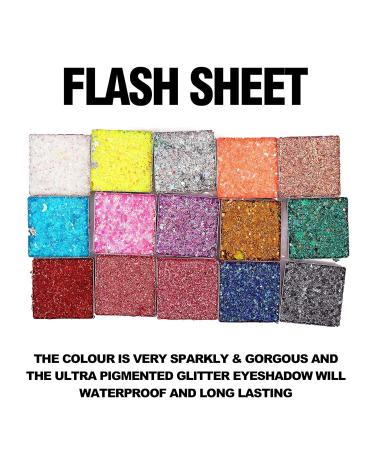 Rechoo 15 Color Glitter Eyeshadow Palette | Sparkling & Shimmering Makeup for Festivals | Colorful Sequins & Chunky Glitter Gel - Buy Online on GoSupps.com