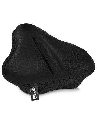 Bikeroo Bike Seat Cushion - Padded Gel Bike Seat Cover, Compatible with Peloton, Adjustable for Men & Womens Comfort on Stationary Exercise, Mountain and Road Bicycle Seats Black Large