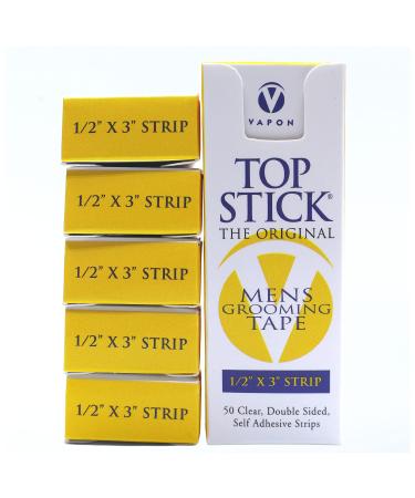 VAP-TS150 Topstick The Original Men's Grooming Tape for Toupee and Wig Adhesion Double Sided Self Adhesive Hypo Allergenic Waterproof Latex Free 1.5" x 3" Pack of 1800