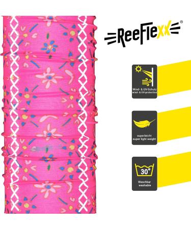 REEFLEXX Loop Scarf for Kids | Multifunctional Tube Scarf - Breathable Printed with Reflectors | Pink Flower Design - International Shipping Available - Buy Online on GoSupps.com