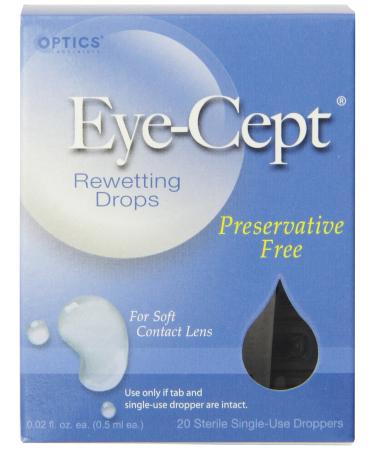 Optics Eye-Cept Rewetting Drops, 20-Count 0.02 fl oz (0.5 ml) droppers (Pack of 4)
