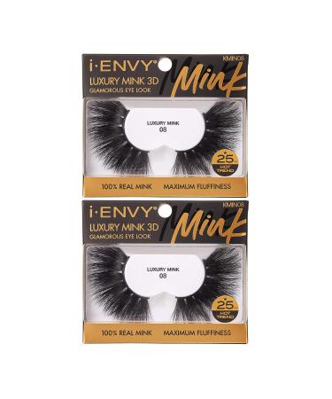 i-ENVY Luxury Mink Collection False Eyelashes 100% Real Mink Glamorous Eye Look Lashes Maximum Fluffiness 3D Multi-Curl Angle (2 Pack)