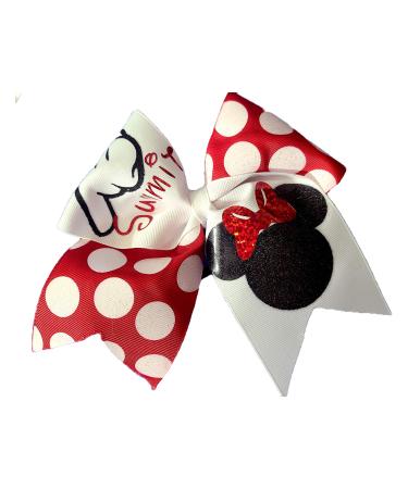 Cheer bows White and Minnie polkadot Summit Hair Bow