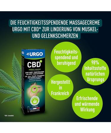 Urgo - CBD+ Moisturizing Cream - Hot/Cold Effect - 98% Natural Origin Massage Cream - From 7 years old - 50 ML Tube - Buy Online on GoSupps.com