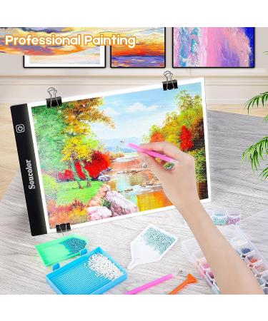 Diamond Painting Tools Kit with A4 LED Light Pad - Soucolor Light Board Box Set for Adults - 5D Diamond Art Supplies - Buy Online on GoSupps.com