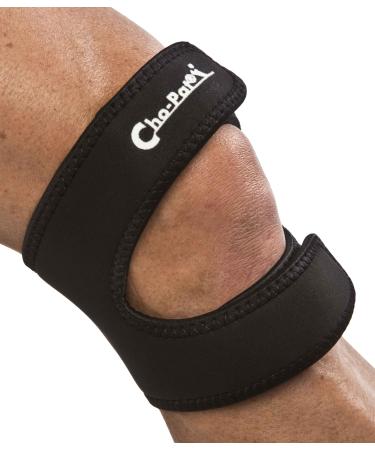 Cho-Pat Dual Action Knee Strap, Provides Full Mobility and Pain Relief for Arthritic, Weakened Knees, Tendonitis, Osgood Schlatters, Meniscus Tears, and Chondromalacia, Black, Medium Medium Black