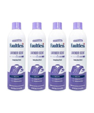 Laundry Starch Spray, Faultless Lavender Spray Starch 20 oz Cans for a Smooth Iron Glide on Clothes & Fabric Even Spray, Easy Iron Glide, No Reside (Pack of 4) 4 Pack