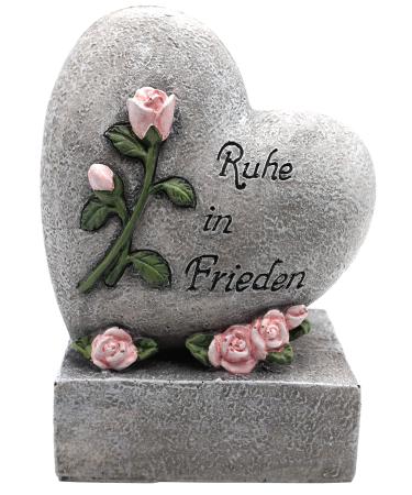 Anosta heart on base - grave decoration grave ornament (grey - pink rose)