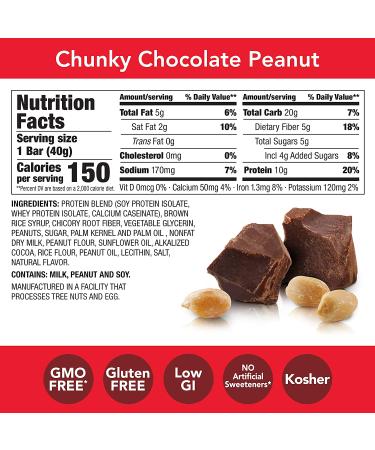 Think! Chunky Chocolate Peanut Protein & Fiber Bars - 10 Pack (1.41 oz Each) - Healthy Snack - Buy Online on GoSupps.com