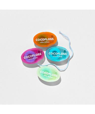 COCOFLOSS Coconut OilInfused Woven Dental Floss | Sampler: 4 Travel Floss Minis | Dentist-Designed, Waxed, Expanding Floss | Kid-Friendly & Vegan Floss | Mint, Coconut, Strawberry, and Orange Aromas