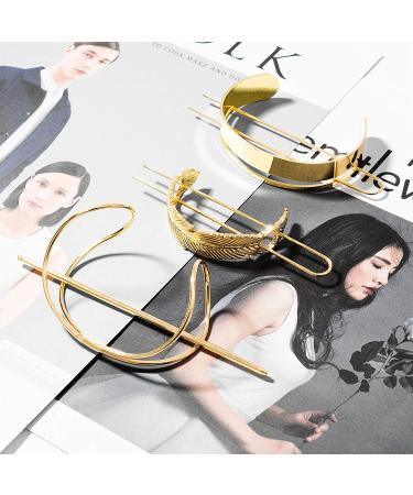 PANTIDE 3Pcs Hair Cuff Bun Cage Kit - Vintage Alloy Hair Accessories for Women - Gold Geometric Hair Clip - Buy Online on GoSupps.com