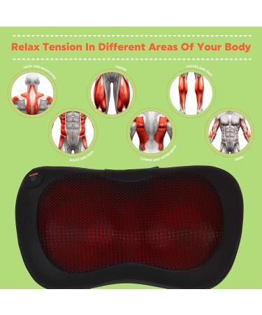 Salter EE6936BLKSTKEU7 Massage Pillow with Heating - Shiatsu Neck & Back Relief 4 Attachments UK/EU Connector - Buy Online on GoSupps.com