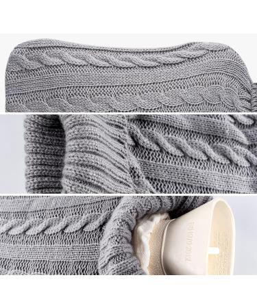 Premium 2L Hot Water Bottle with 2 Knitted Cases - Leak-Proof Washable Warm-Up Bag for Pain Relief (White & Gray) - Buy Online on GoSupps.com