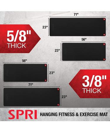 SPRI Hanging Exercise Mat 56x23 for Group Fitness Classes - Commercial Grade Quality (Black) - Buy Online on GoSupps.com