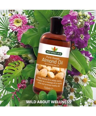Natures Aid Almond Oil Pure Sweet Almond Oil Massage Oil Suited to Dry Sensitive Skin 150 ml (Pack of 5) - Buy Online on GoSupps.com