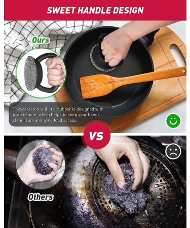 316 Stainless Steel Cast Iron Skillet Cleaner - Iron Pan Chainmail Scrubber for Cookware, Woks, Pots, Grills - Buy Online on GoSupps.com