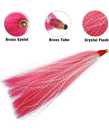 Fishing Bucktail Teasers Saltwater Kit - 12pcs Copper Tube Flash Skirts for Fluke Rig Fishing - Pink Teasers Plugs - Buy Online on GoSupps.com