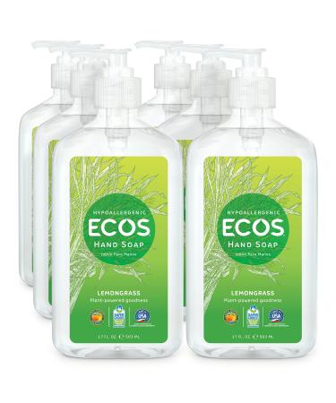 ECOS Hand Soap Hypoallergenic Lemongrass 17oz Bottle (6 pack) by Earth Friendly Products