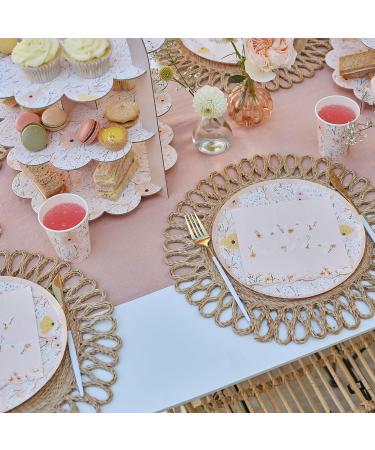 Ginger Ray Pink Floral Happy Birthday Napkins - Scalloped Party Tableware | 16 Pack for Perfect Celebrations - Buy Online on GoSupps.com