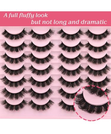 D Curl Fluffy Wispy Mink False Eyelashes - Natural Look Russian Strip Lashes - 14 Pairs (16mm) - Short Fake Eye Lashes for Dramatic Volume - Buy Online on GoSupps.com