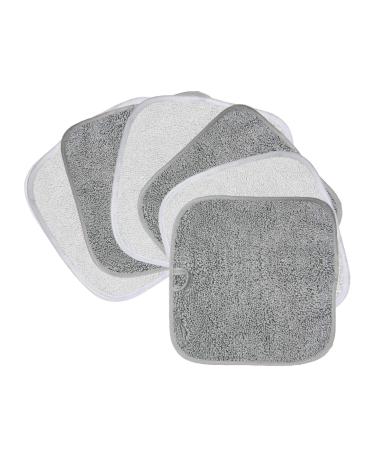 Polyte Premium Hypoallergenic Microfiber Makeup Remover and Facial Cleansing Cloth, 8 x 8 in, 6 Pack (Gray,White)