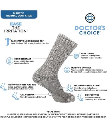Men's Size 10-13 Wool Diabetic Socks - Warm Thermal Non-Binding - Brown - 1 Pair - Buy Online on GoSupps.com