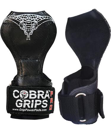 Cobra Grips PRO Weight Lifting Gloves - Heavy Duty Straps - Powerlifting Hooks - Adjustable Neoprene Padded Wrist Support - Bodybuilding - Black Rubber - Buy Online on GoSupps.com