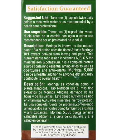 Bio Nutrition Moringa Super Food Vegi-Caps | 90 Count - Premium Plant-Based Supplement - Buy Online on GoSupps.com