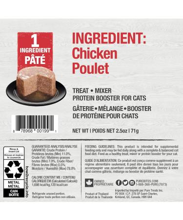 PureBites 100% Pure Chicken Pate Cat Treat|Single 2.5oz can|only 1 Ingredient Chicken 71 g (Pack of 1) - Buy Online on GoSupps.com