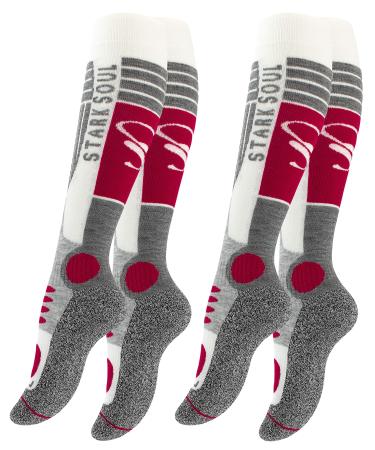 STARK SOUL 2 pairs of women's SKI functional socks ski socks with special padding wool white/red size 39-42