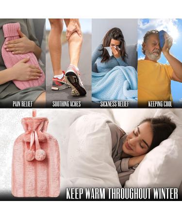 CityComfort 2L Pink Heat Bottle with Cover - Fluffy Hot Water Bottle for Neck Belly and Feet Pain Relief - Large Size for Adults - Buy Online on GoSupps.com
