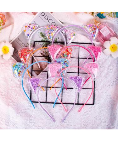 Fishdown Cute Cat Ears Headbands Set for Girls - Non-slip Transparent Quicksand Design (7pcs Per Pack, Color-1) - Buy Online on GoSupps.com