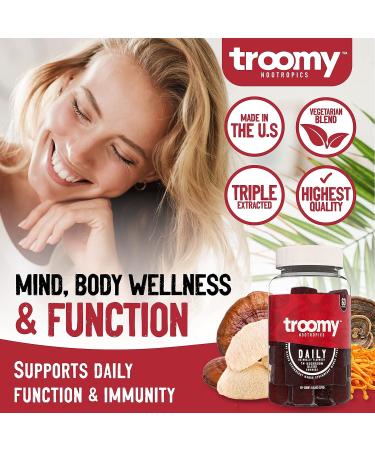 Troomy 14 Mushroom Blend Gummies 60ct - Mango Strawberry Flavor | Gelatin-Free, Gluten-Free, Vegetarian - Buy Online on GoSupps.com