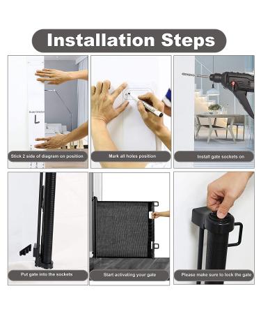 Retractable Baby Gate Dog Gate - Wiscky Extra Wide Safety Gates 33" Tall  Extends to 59" Wide  Easy to Roll and Latch Dogs Gate for Doorways  Stairs  Hallways  Deck  Banisters Indoor/Outdoor (Black) 33x59 Inch Black - Buy Online on GoSupps.com