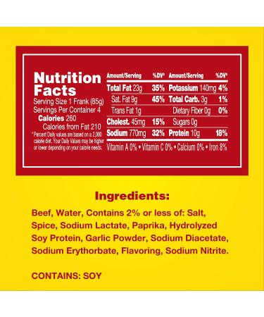 Hebrew National Jumbo Beef Franks 12 oz 4 ct - Premium Kosher Hot Dogs - Buy Online on GoSupps.com