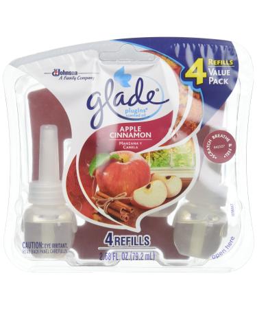 Glade Plugins Scented Oil Air Freshener Refill Apple Cinnamon 2.68 Oz 4 Ct