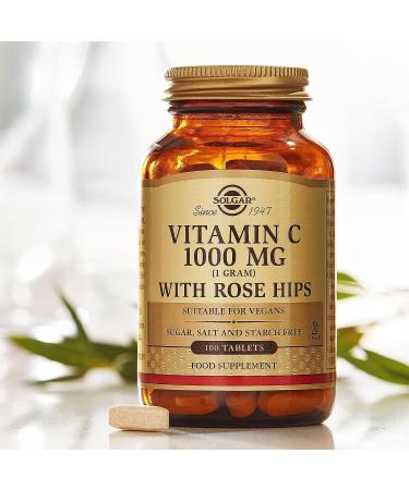 Solgar Vitamin C 1000mg with Rose Hips Tablets - Antioxidant & Immune Support - Healthy Skin & Joints - Non GMO Vegan Gluten Free Dairy Free Kosher - 100 Servings - Buy Online on GoSupps.com