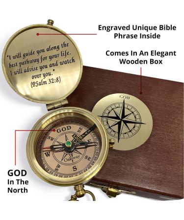 OakiWay God's Path Compass - Religious Gifts for Men | Baptism, Communion, Confirmation, Graduation | Personalized Wooden Case - Buy Online on GoSupps.com