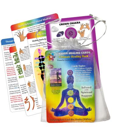 Deck of Chakra Healing Cards: Helps Restore and Balance Your Energy with Meditations Affirmations Chakras Chart Aromatherapy Essential Oils Reiki Symbols Hand Mudras - (19) 4"x6" 2-Sided Cards